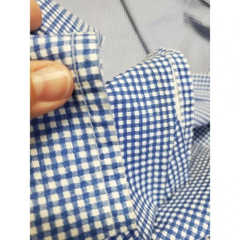 Ralph Lauren Blue White Gingham Plaid Twin Cotton Flat Fitted Sheet Set Bedding